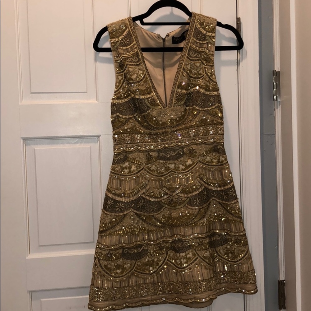 Alice + Olivia Gold Sequin Mini Dress